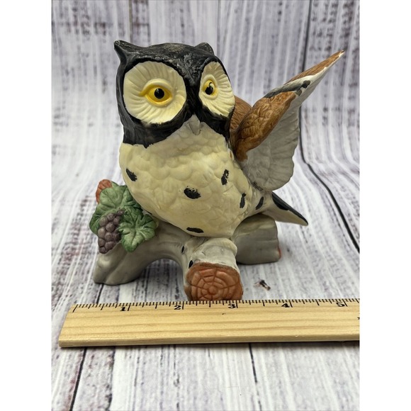 Vintage Ceramic Owl Sitting On Branch Statue Figurine 5"‎ - Picture 11 of 11
